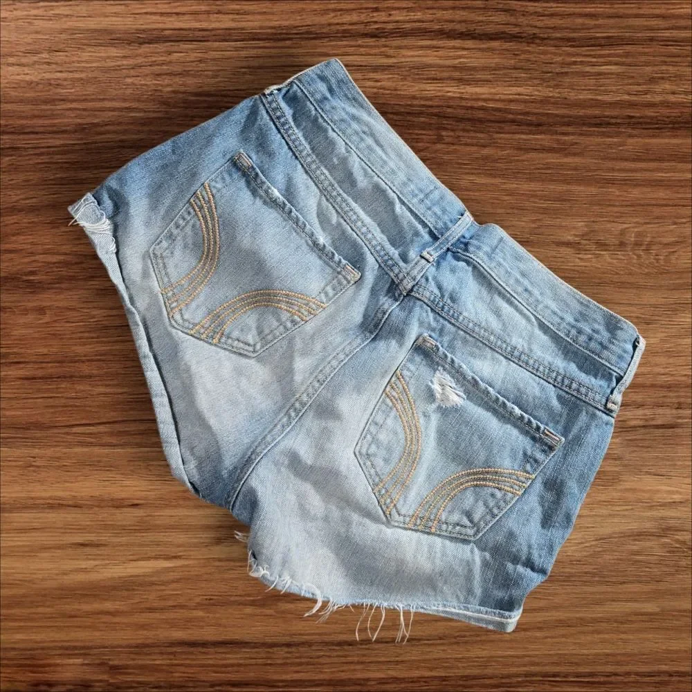Hollister Distressed Cuffed Denim Short Shorts